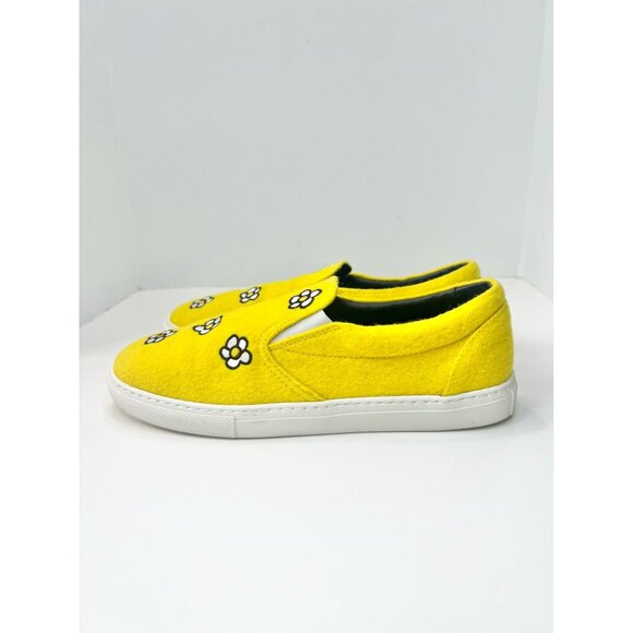 Mira Mikati Yellow Felt Daisy Embroidered Slip-On Sneaker, Size 38 - Picture 3 of 7